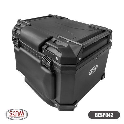 Bau Bauleto Traseiro Moto Universal Top Case Economy Original Scam Preto 42 Litros C Forro E Encosto