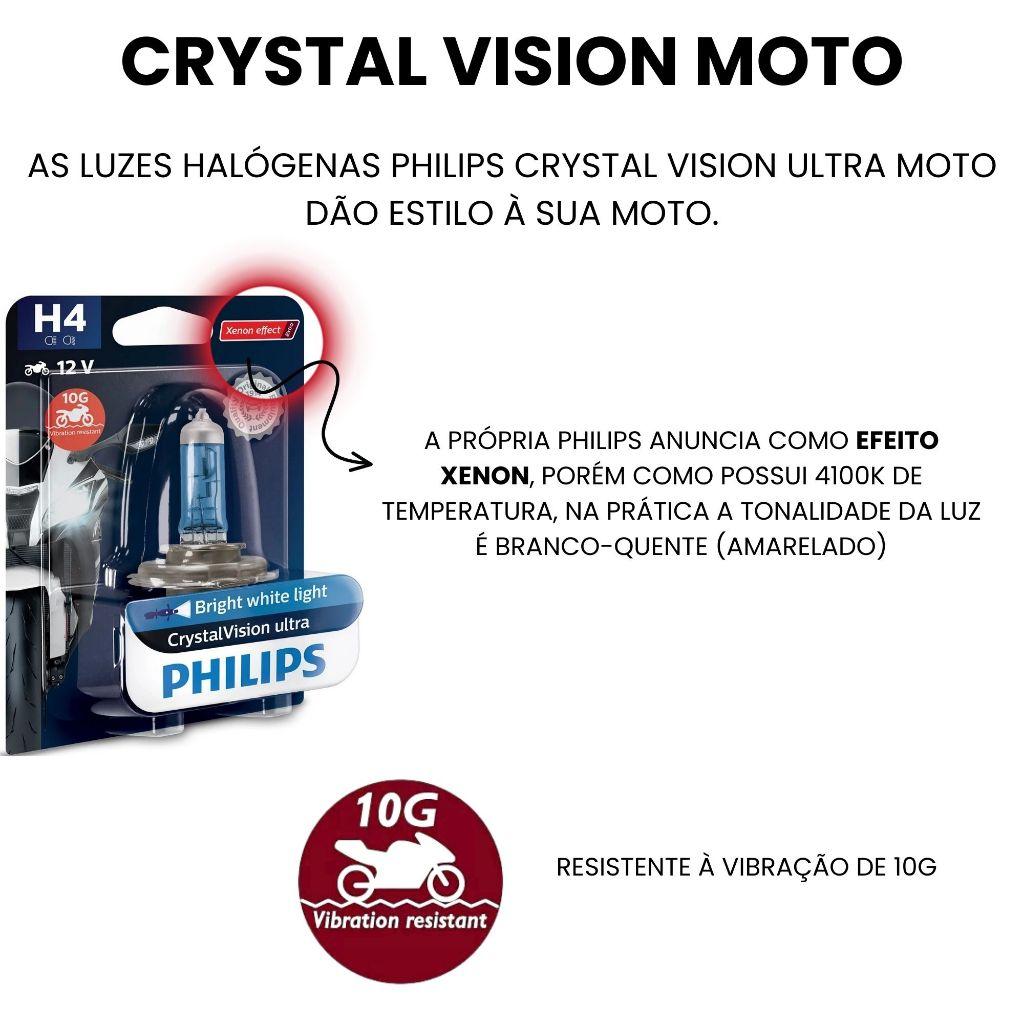 Lâmpada Philips Farol Alto E Baixo Moto Crystal Vision H4 60/55w 12V 4100k