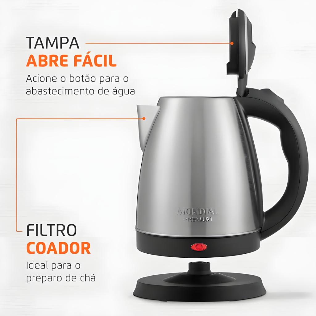 Chaleira Eletrica Mondial 2 Litros 1200w Premium Inox Ce-06 127v