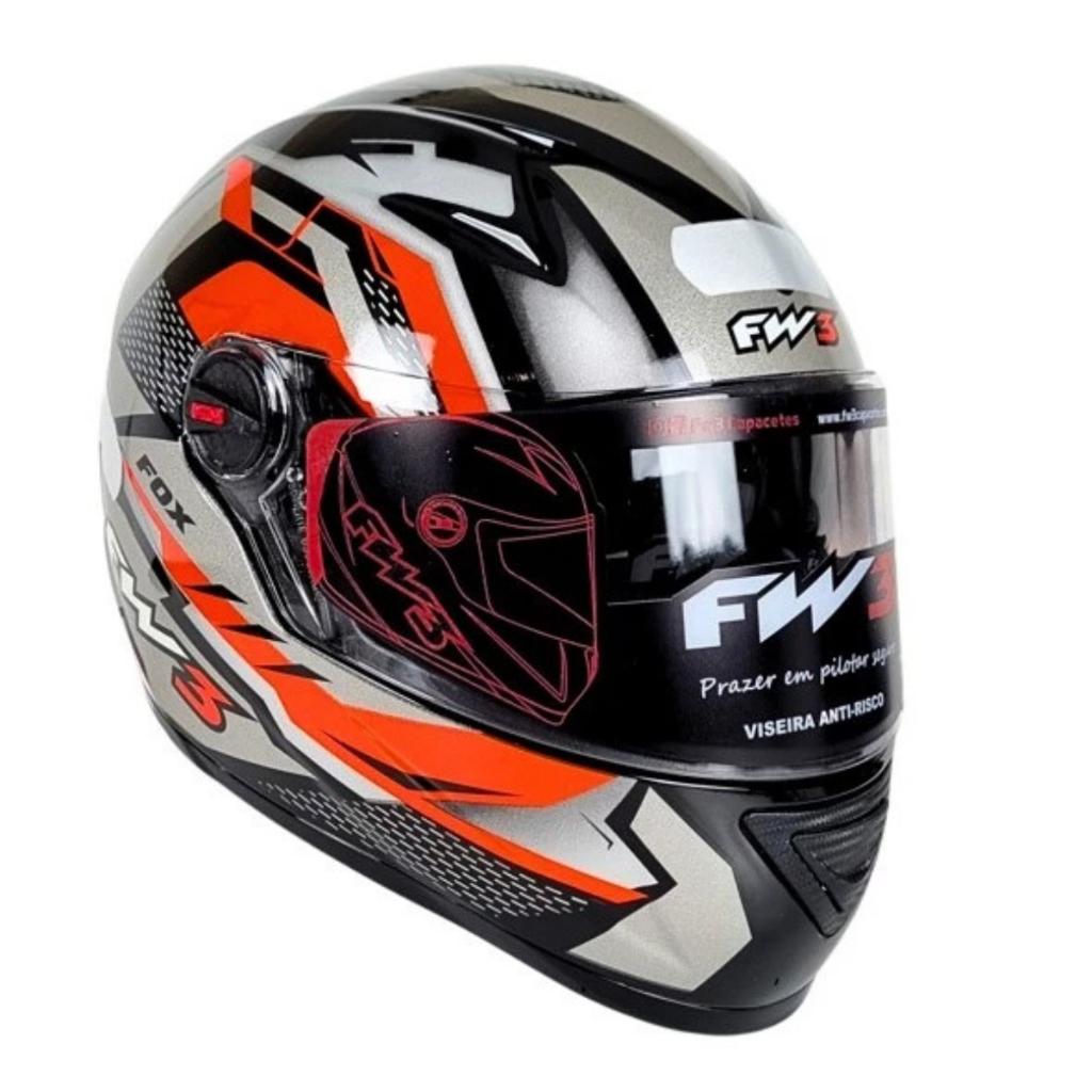 Capacete Gtx Fox Grafite/Vermelho Com Óculos FW3 - 58/60