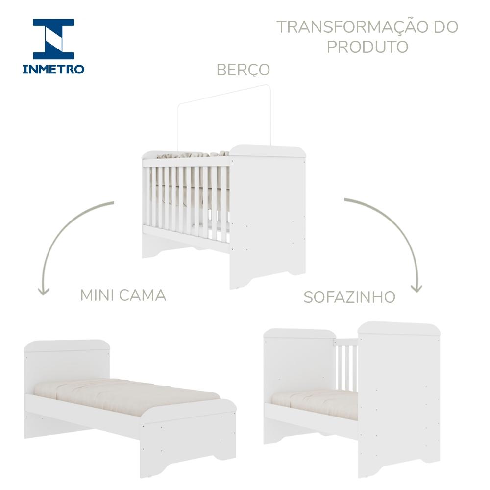 Berço Americano 3 Em 1 Mini Cama Mini Sofá Gabrielle Mdf Branco