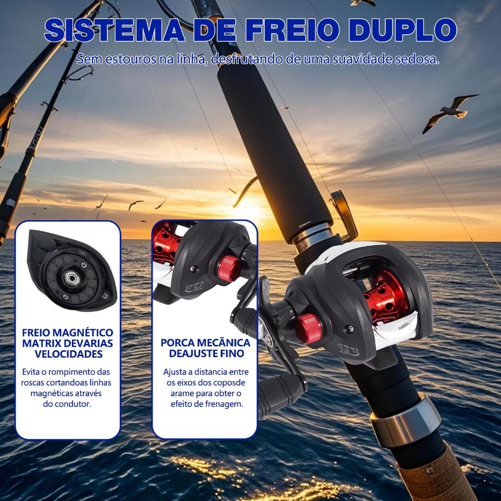 Vara De Pesca Carretilha Pesca 17+1 Rolamentos Joyfox