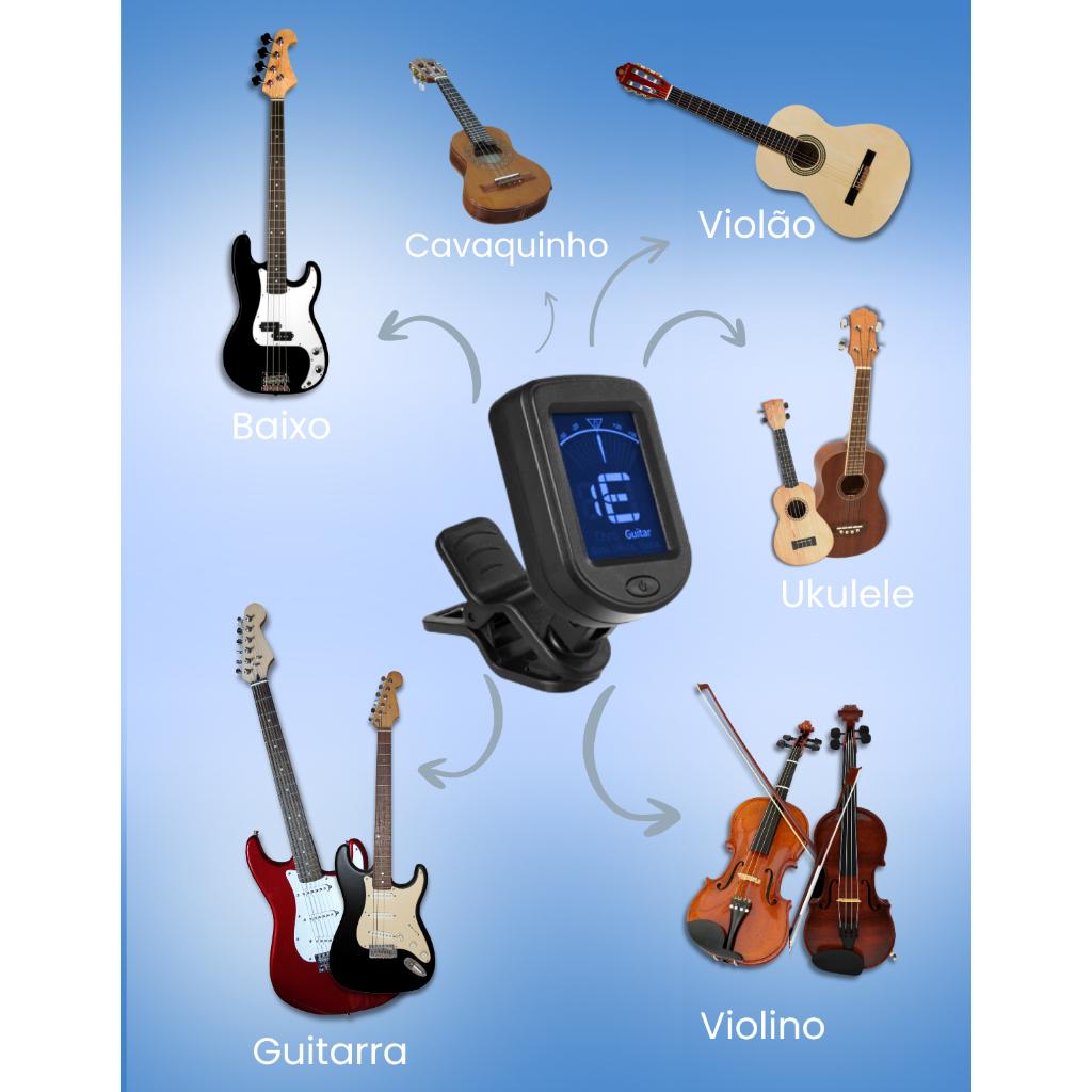 Afinador Cromático Digital Txp 100 PRO Para Violão Guitarra Violino Ukulele Contrabaixo Com Bateria