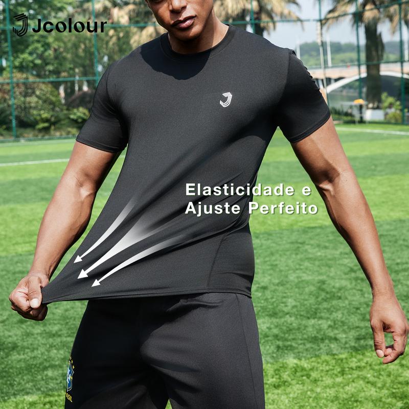 Jcolour Kit 2/3 Camisetas Básicas Dry Fit Masculina Academia Treino Corrida Esportiva Seca Rápido
