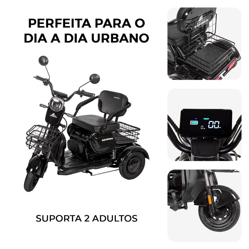 Triciclo Elétrico 3 Lugares Wehawk Multi 3 Wx-t03 Motor 800W Bateria Chumbo 48V 20ah