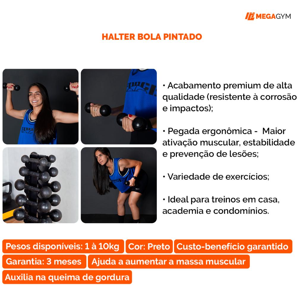 Halter Pintado 1kg Bola Peso De Academia Musculação Pesinho Treino Em Casa Funcional