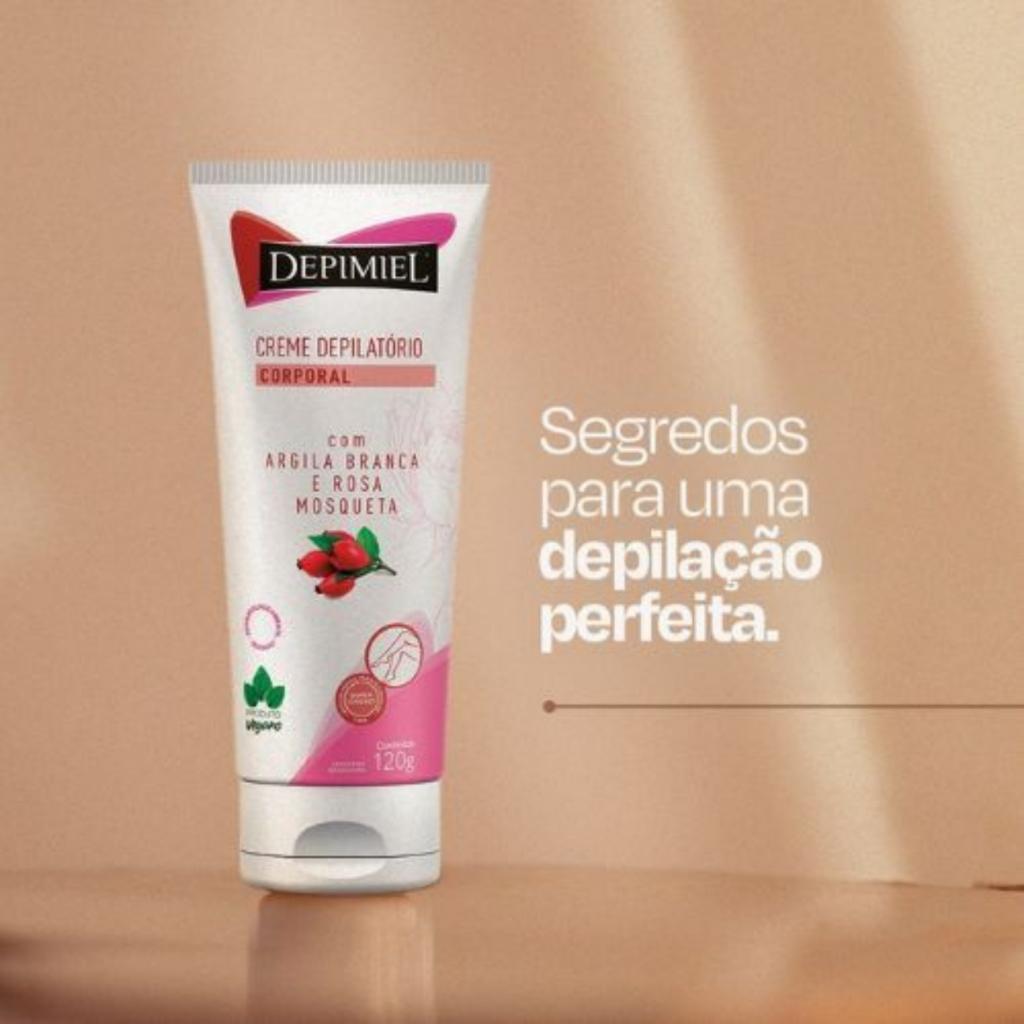 Creme Depilatório Argila Branca Depimiel Rosa Mosqueta 120g