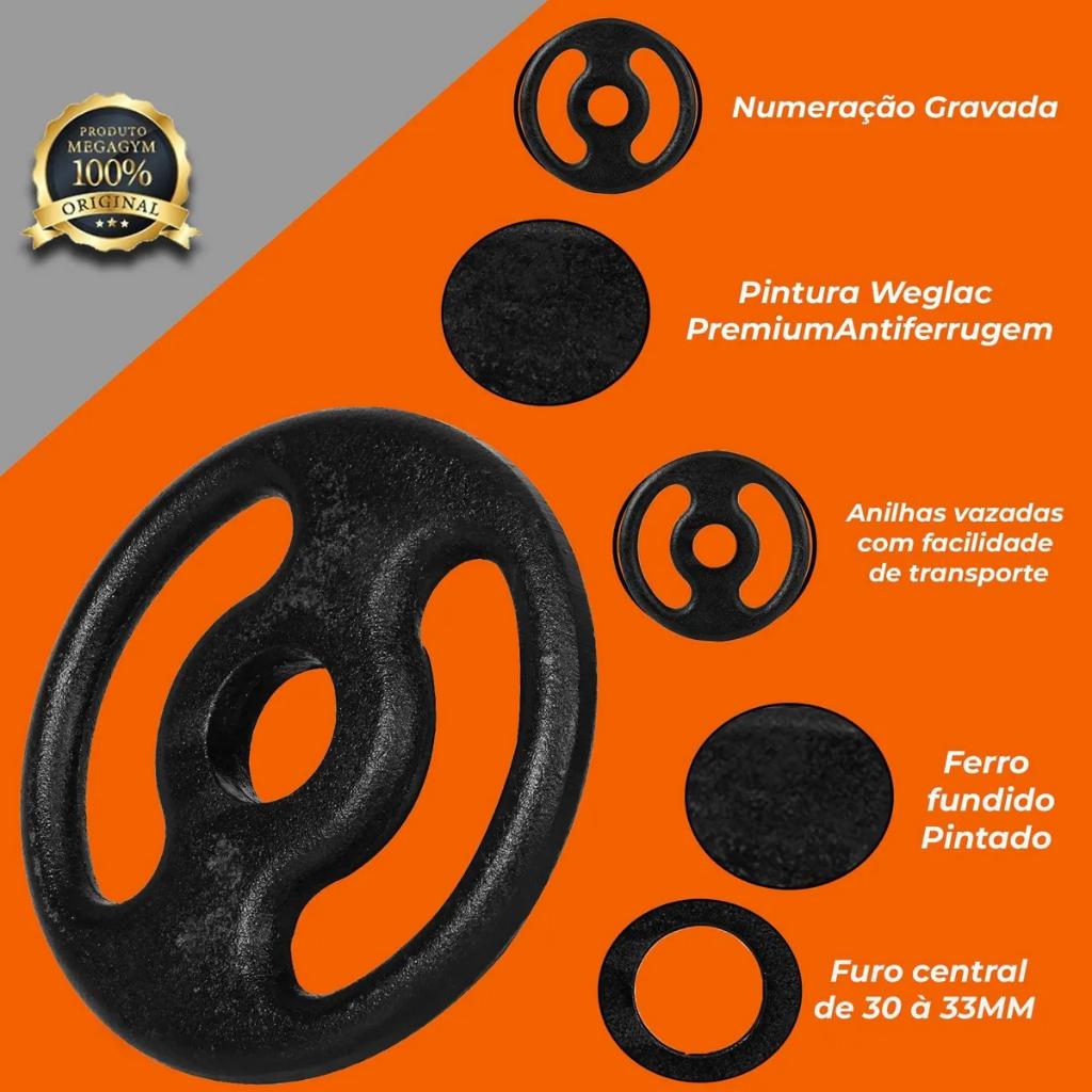 Kit 4 Anilha Pintada 4kg Ferro Fundido Peso De Academia Musculação Fitness Para Barras E Halteres
