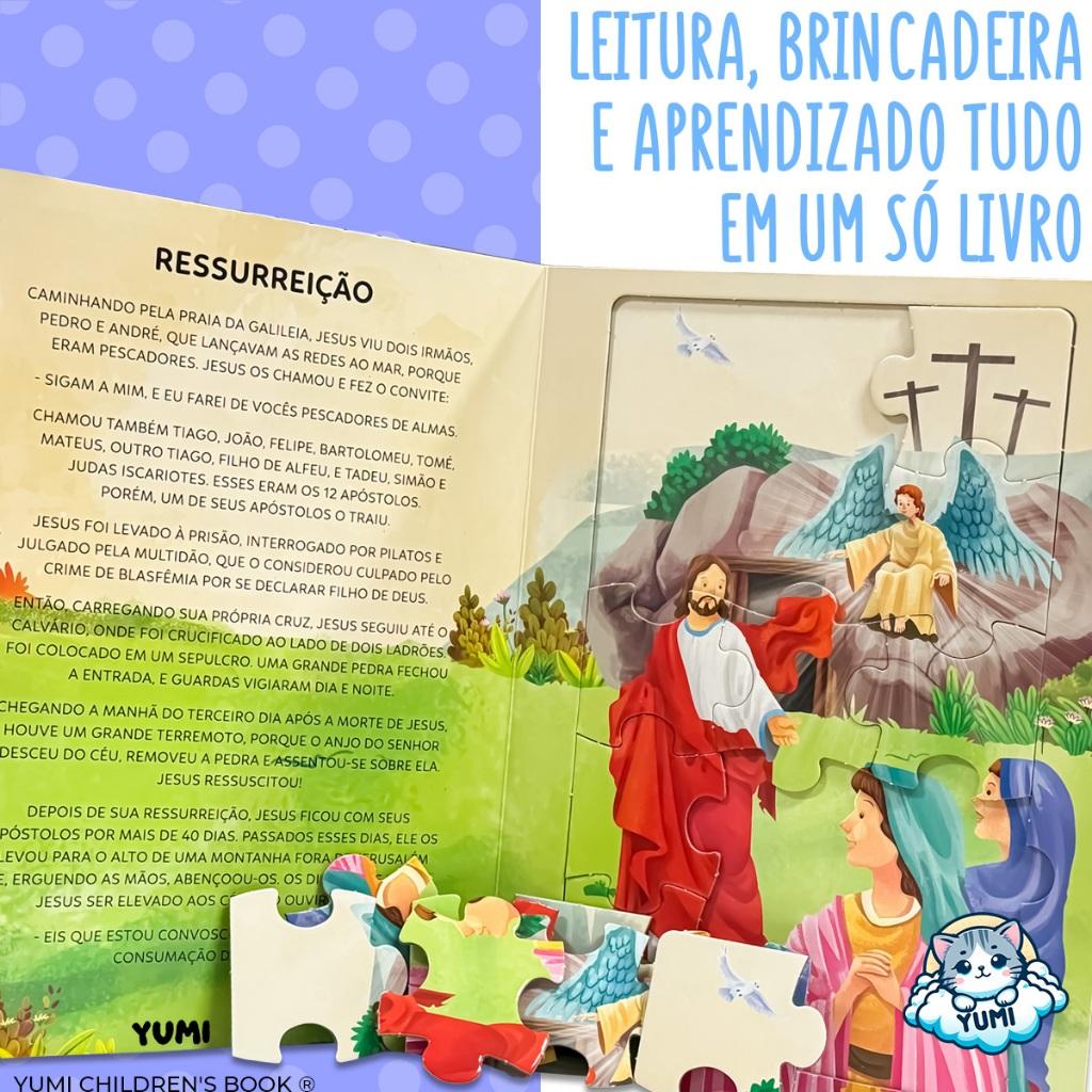 Livro Infantil A História De Jesus Em Quebra-cabeça Bíblia Infantil Leia E Divirta-se 4 A 12 Anos 45 Peças
