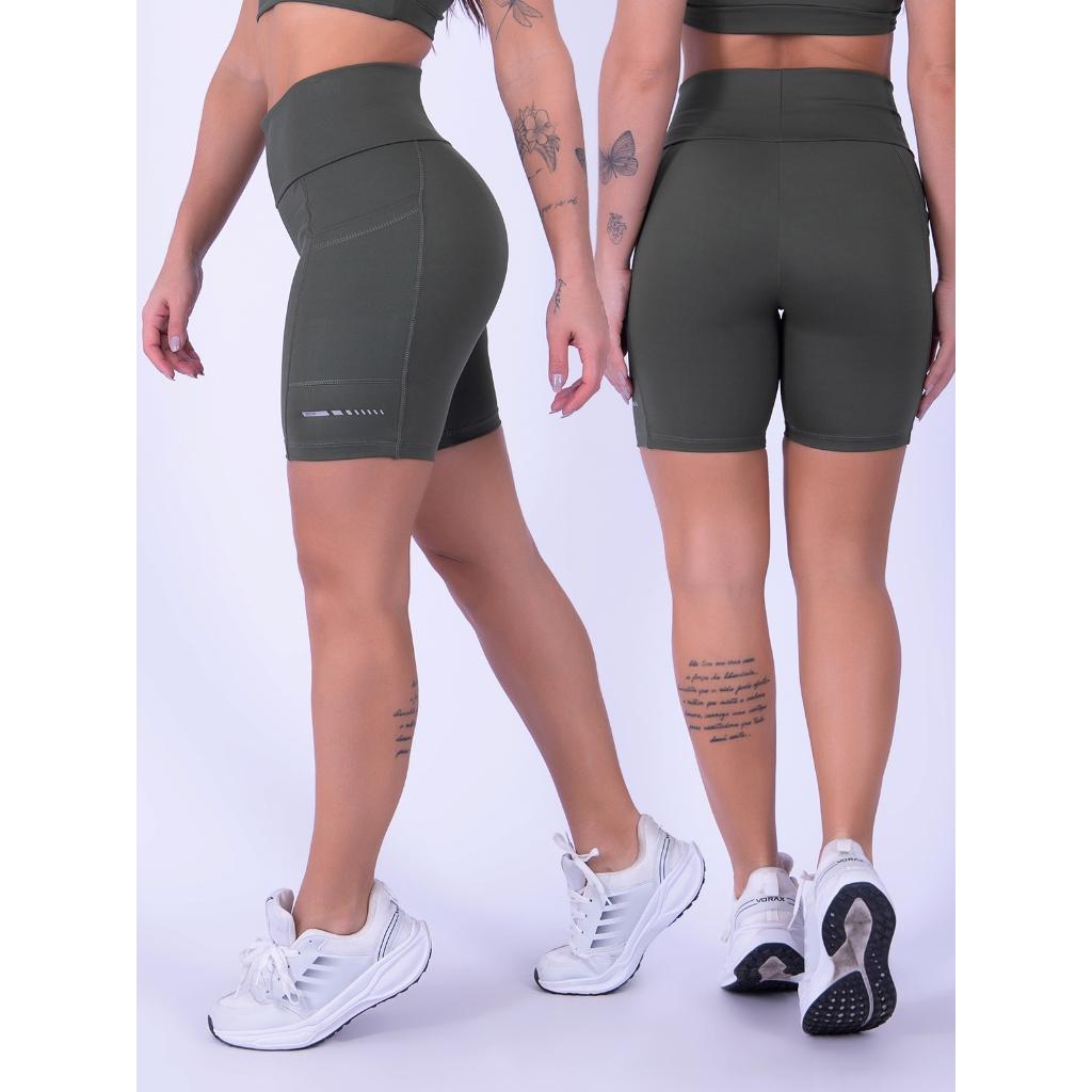 Short Leg Bermuda Corrida De Poliamida Com Bolsos Cobertura