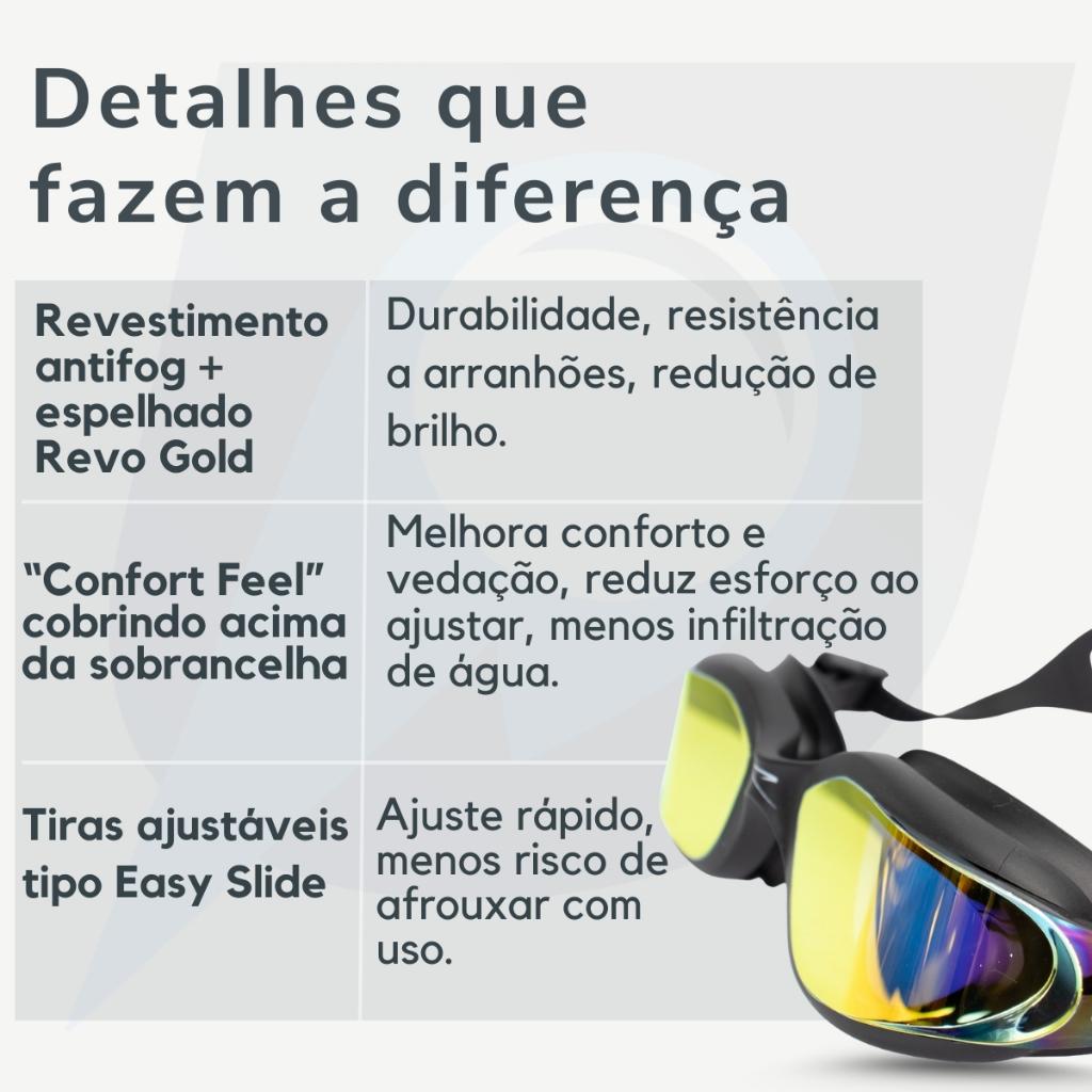 Óculos Speedo Natação Poseidon Profissional Espelhada Antiembaçante Uv Masculino Feminino Proteção