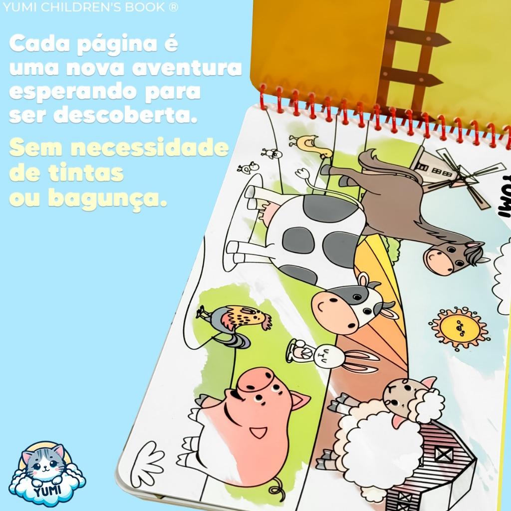Agua Book/Aquabook Com Pincel Para Colorir Com Agua Livro Infantil Fazenda Fazendinha Animais