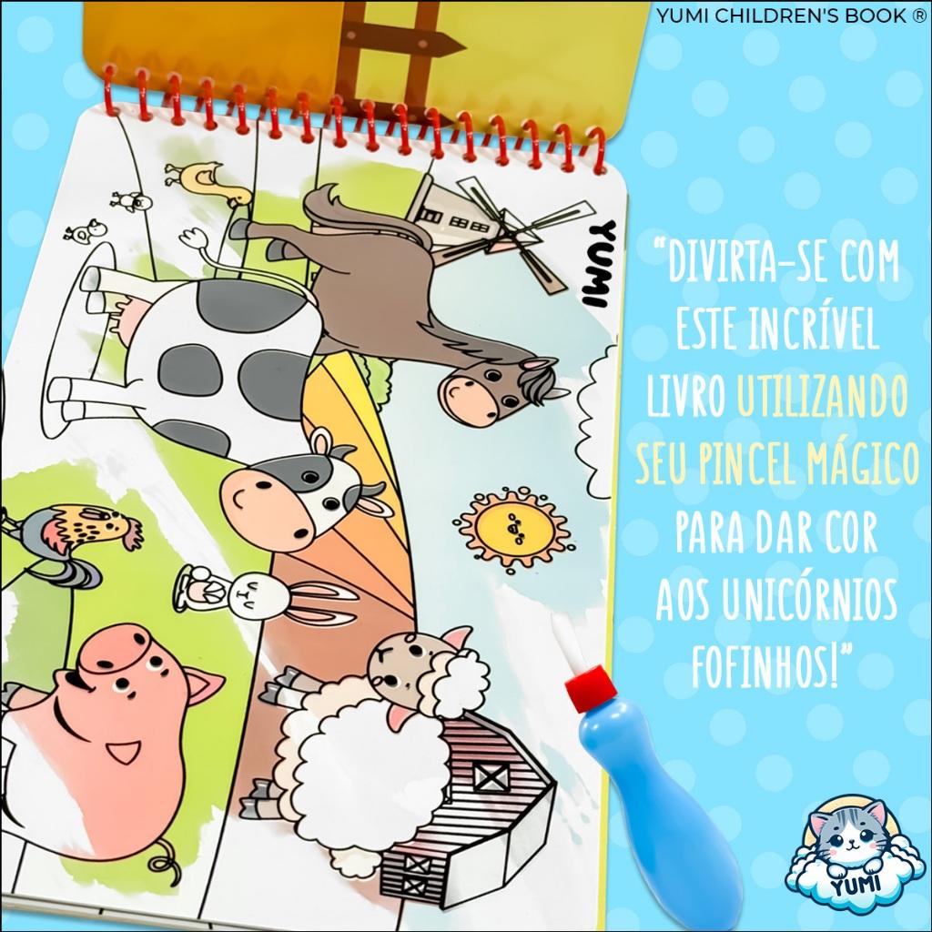 Coleção Agua Book/Aquabook Com Pincel Para Colorir Com Agua Livro Infantil