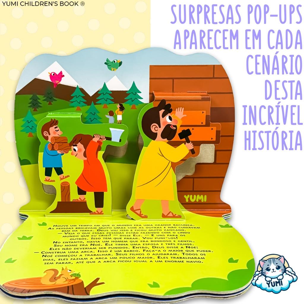Livro Infantil A Arca De Noé Em 3D Pop-up Histórias Da Bíblia Infantil Leia E Divirta-se 3 A 12 Anos