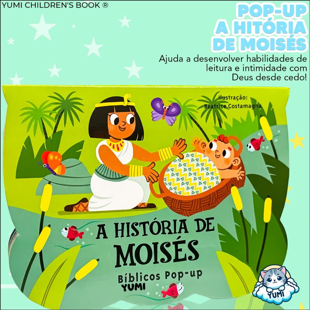 Livro Infantil História De Moisés Em 3D Pop-up Histórias Da Bíblia Infantil Leia E Divirta-se 3 A 12 Anos