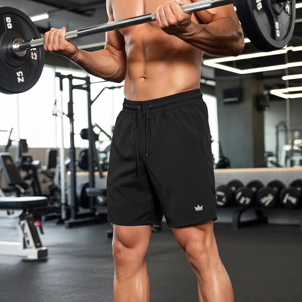 Bermuda Shorts Com Bolso Academia Microfibra Leve Dry Fit Rei Do Esporte Treino Esportivo Corrida