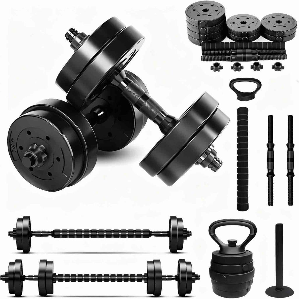 Kit Anilhas Barras De Halteres E Kettlebell Ajustáveis - Até 15kg - Treino Completo Em Sua Casa