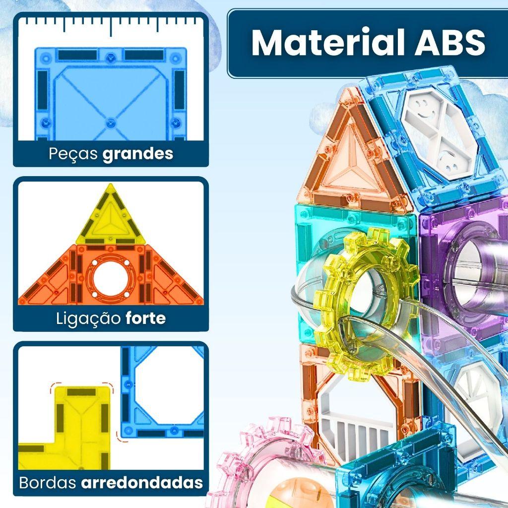 Blocos De Montar Magnéticos Brinquedo Infantil Educativo 68 Peças Circuito Com Bolinhas Aprendizagem