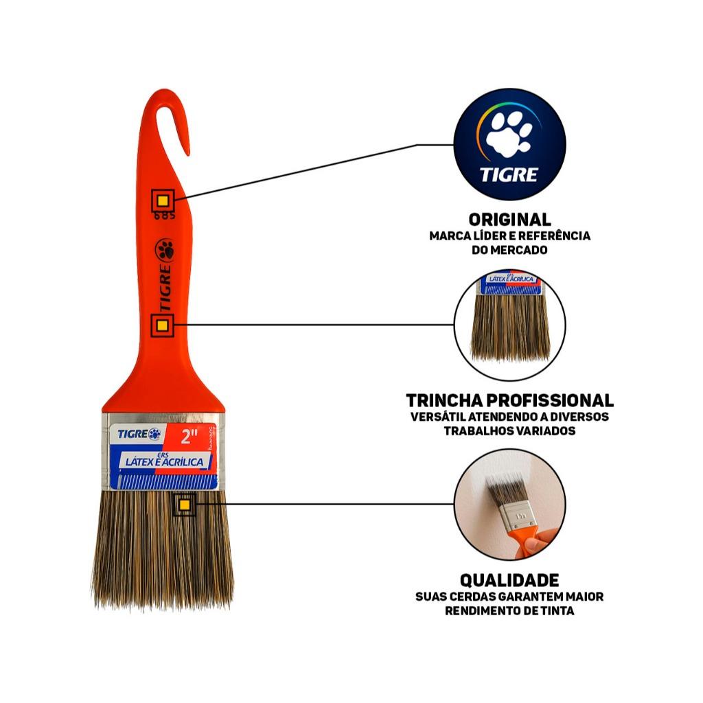 Kit De Pinceis Para Pintura Tigre 5 Und Trincha Profissional De Pintar Parede Pincel Pintar Casa