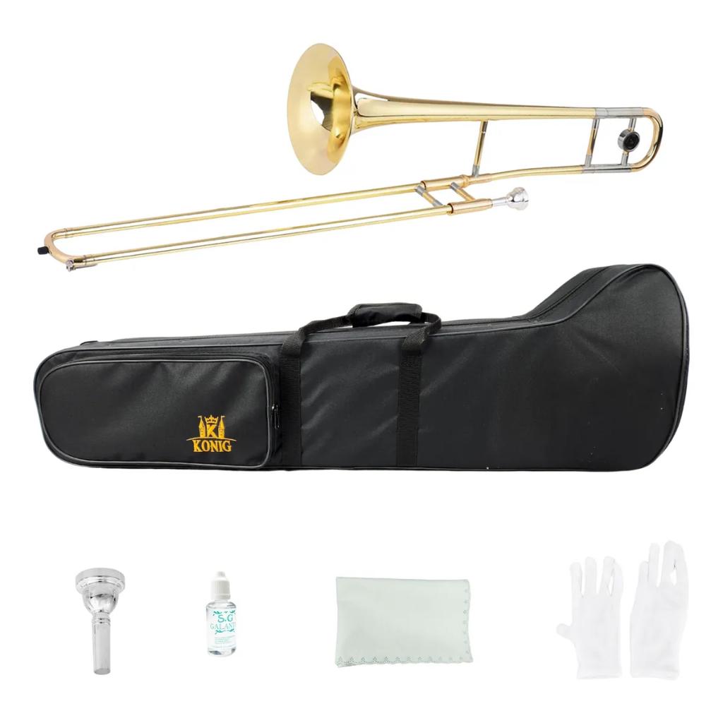 Trombone De Vara Konig Bb Laqueado Dourado
