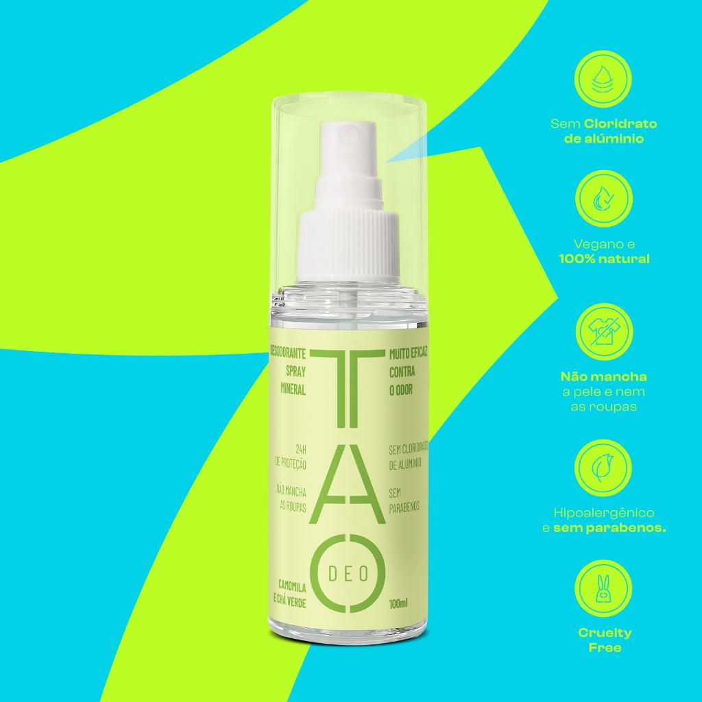 Desodorante Natural Spray 100ml Tao Deo Camomila Chá Verde Vegano E Hipoalergênico Proteção 24h