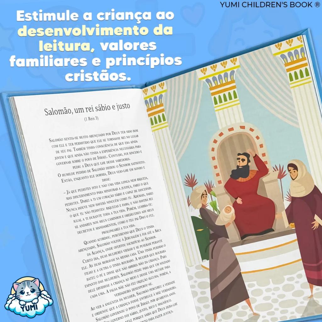 Livro Bíblia Infantil Menino Bíblia Para Crianças Capa Dura + De 50 Histórias Da Bíblia Ilustrada Meninos