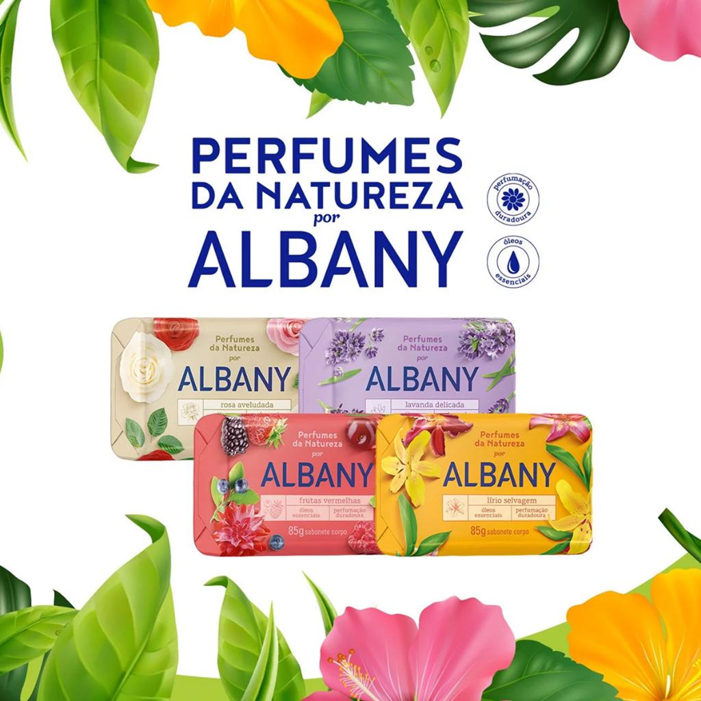Kit 6un Sabonetes Em Barra Albany Perfumes Da Natureza Lírio Selvagem Com 85g