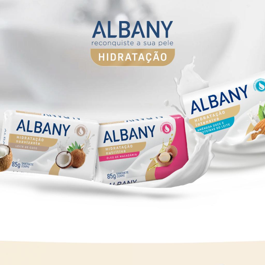 Kit 6un Sabonetes Em Barra Albany Hidratação Intensiva Amêndoas Doce E Proteínas Do Leite Com 85g
