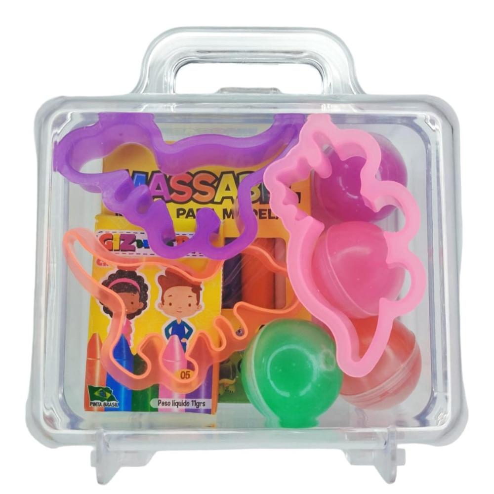 5 Maletinha + 5 Cortador + 5 Massinha De Modelar + 5 Geleca Slime+ 5 Giz 10G Kit Lembracinha