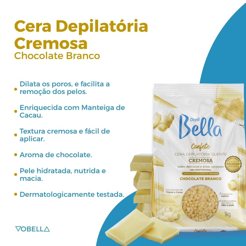 Cera Depilação Corpo Chocolate Branco Pérola Depil Bella 1kg