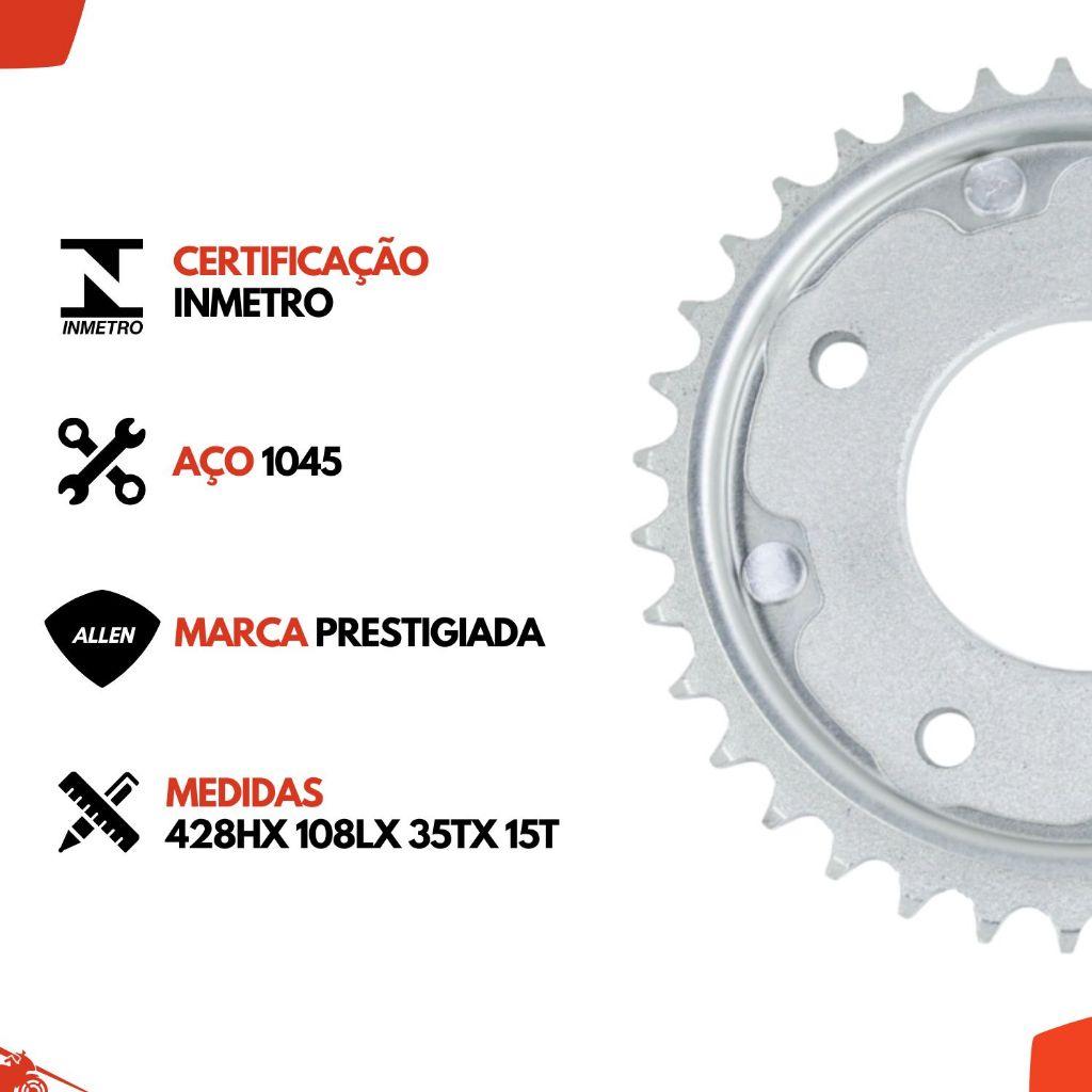 Kit Relacao Moto Honda Biz 100 1998 A 2005 Completa 35t 15t