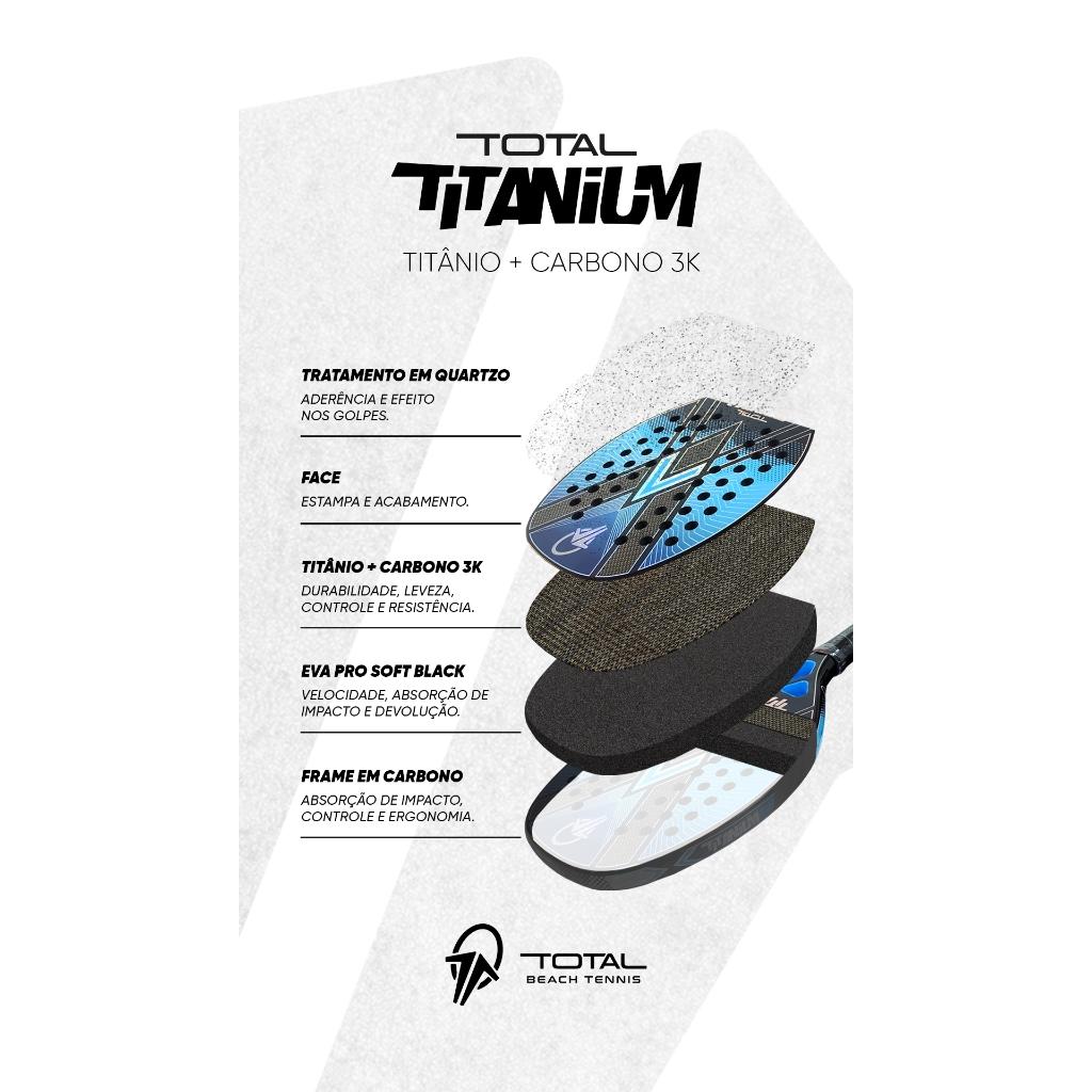 Raquete Beach Tennis Total Titanium Carbono 3k 2025 + Capa Brinde