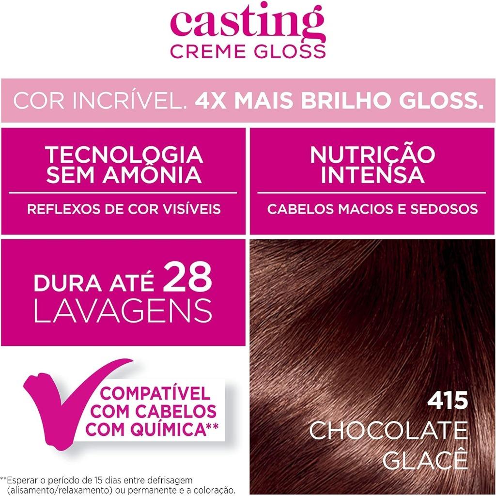 Tinta De Cabelo Casting Creme Gloss 415 Chocolate Glacê
