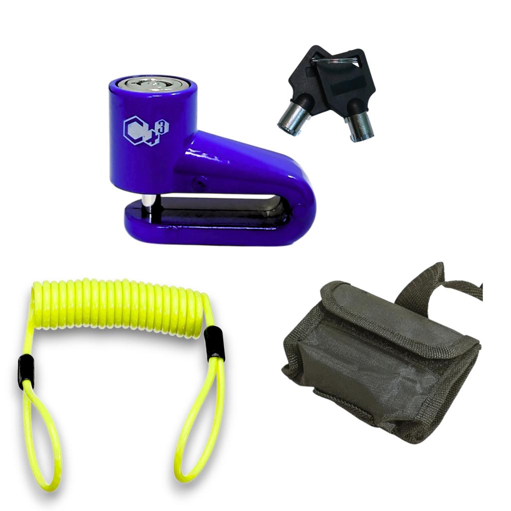 Kit Trava De Disco Cadeado Para Moto Com Cabo Lembrete E Bolsa De Brinde