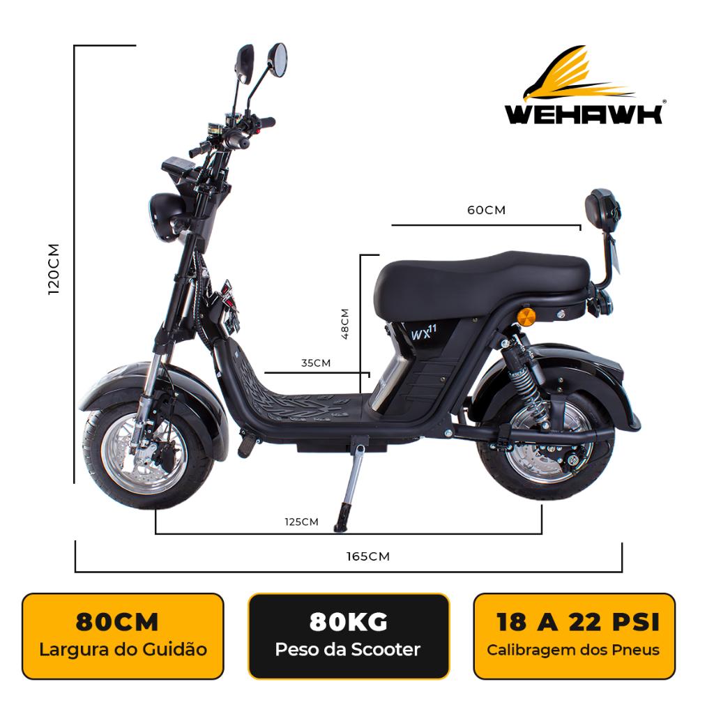 Scooter Elétrica 1000w Bateria 20ah 60V Wehawk Wx-11 2 Lugares E Cores Diversas