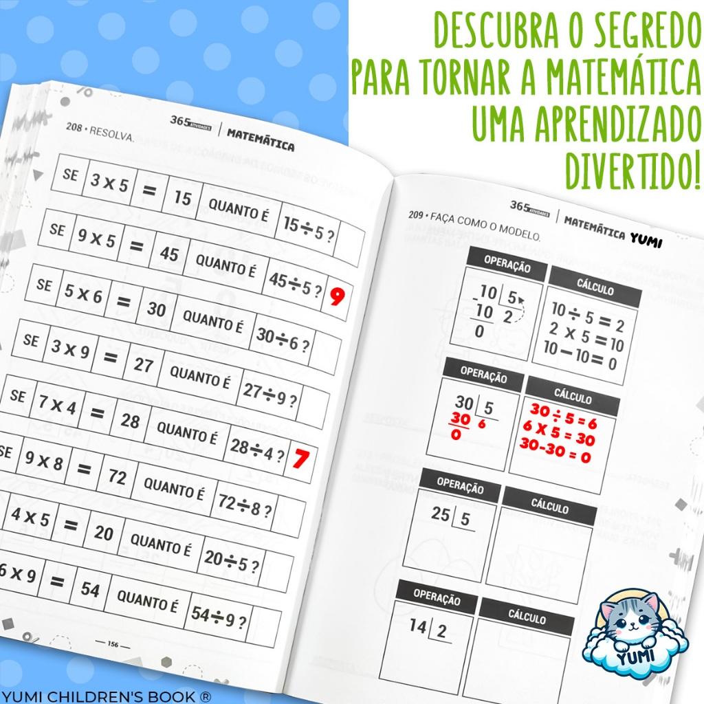 Livro Infantil 365 Atividades Para Treinar Estudar Matemática Capa C/Glitter Premium