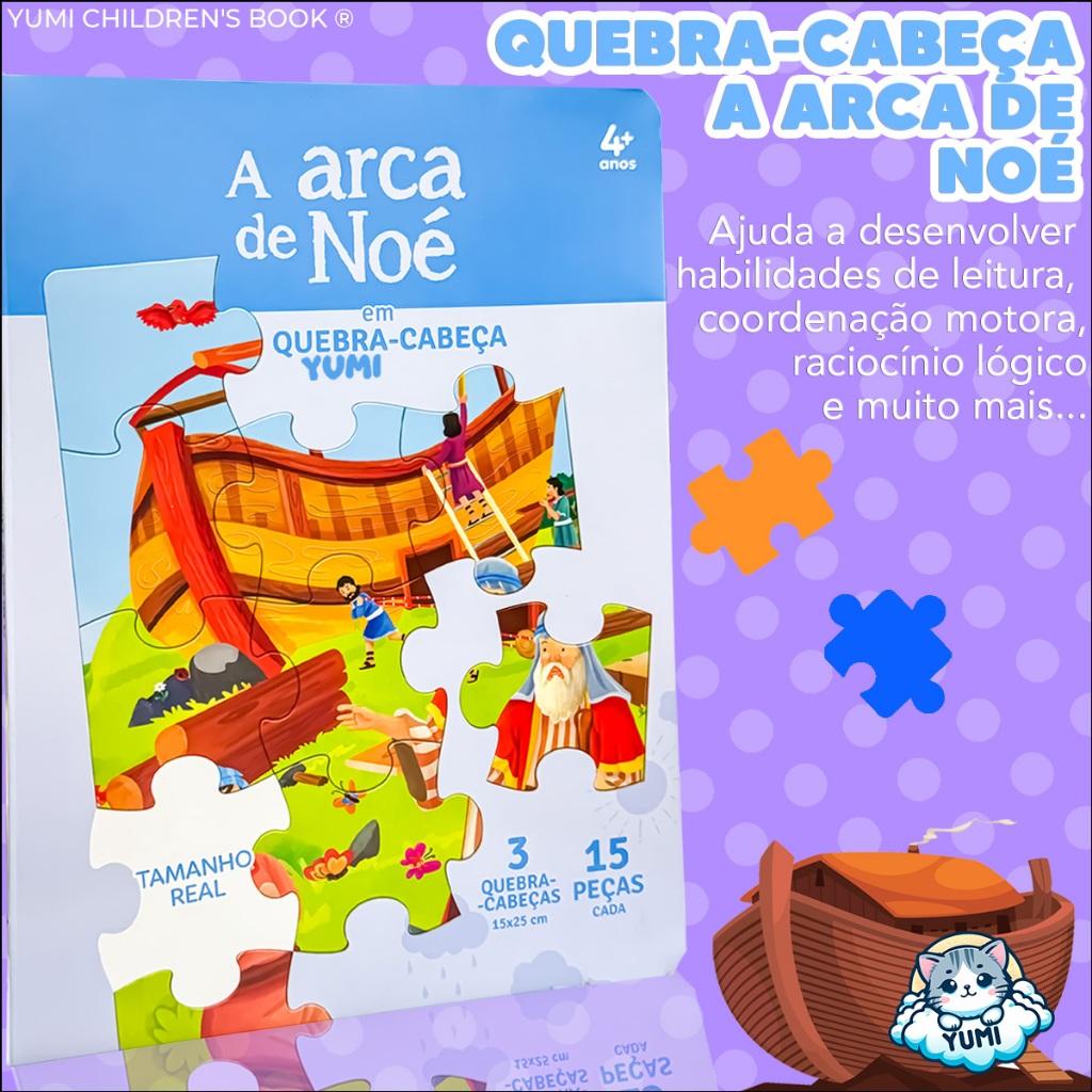 Livro Infantil A Arca De Noé Em Quebra-cabeça Bíblia Infantil Leia E Divirta-se 4 A 12 Anos 45 Peças