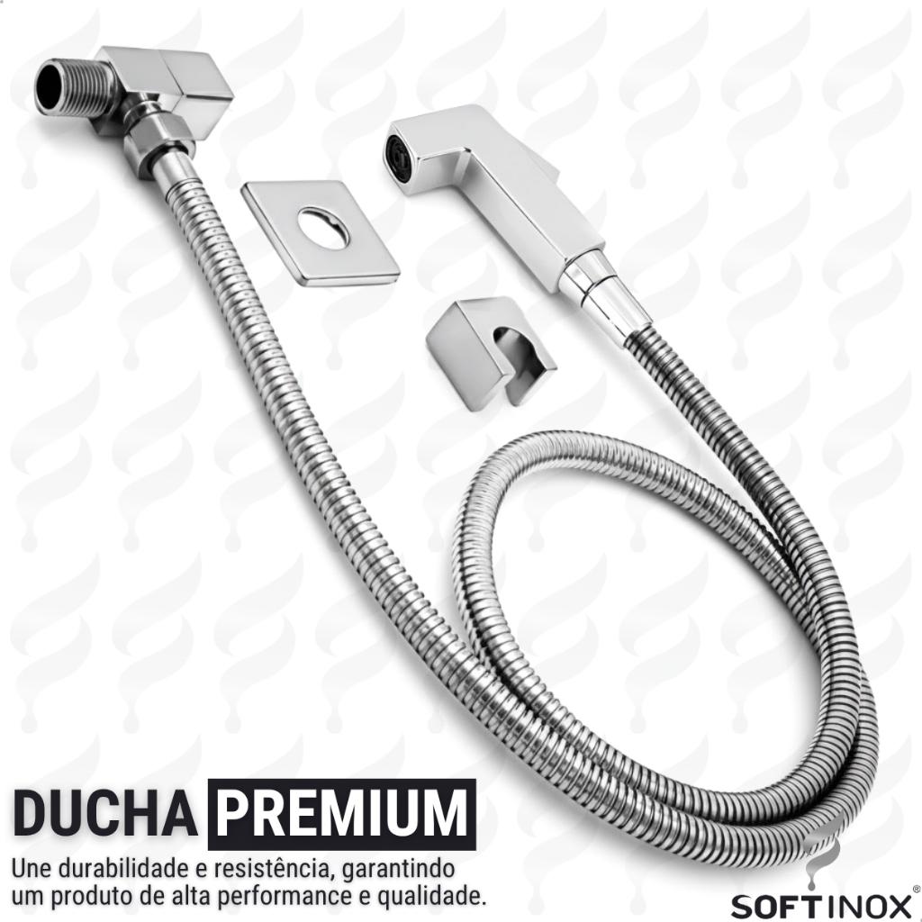 Ducha Higiênica Chuveirinho Metal E Abs Para Banheiro Privada Completa 1/4 De Volta Cromada Bidê