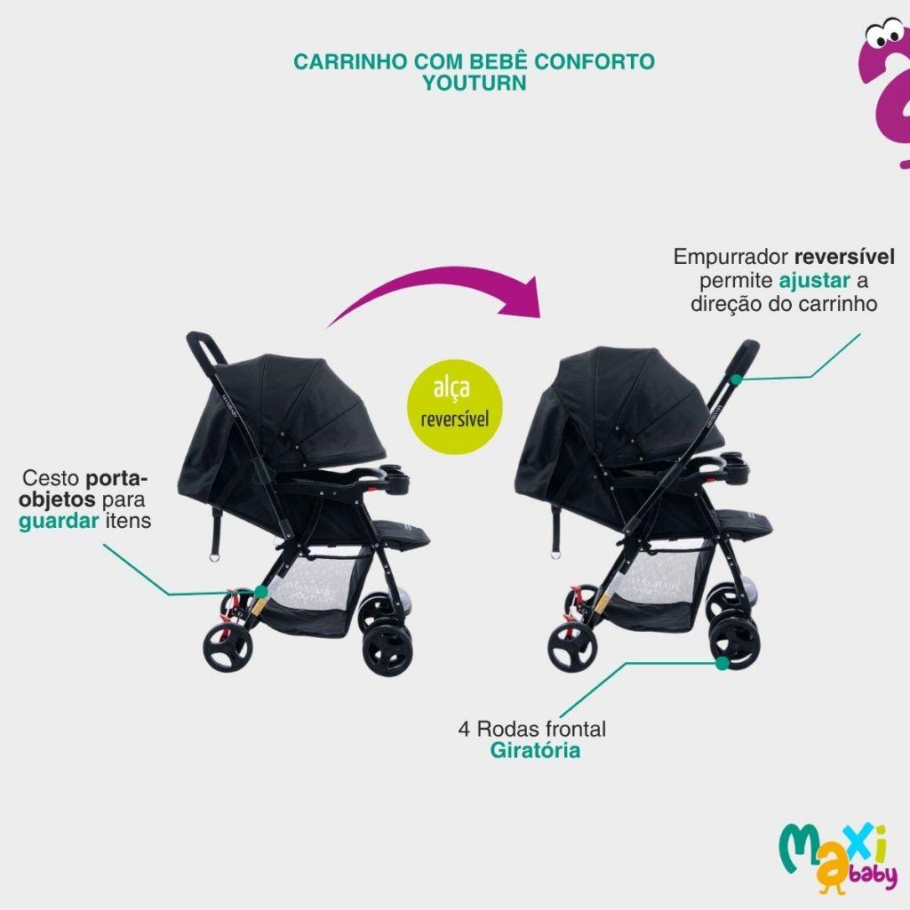 Carrinho De Passeio Com Bebê Conforto 2 Em 1 Travel System Youturn Maxi Baby