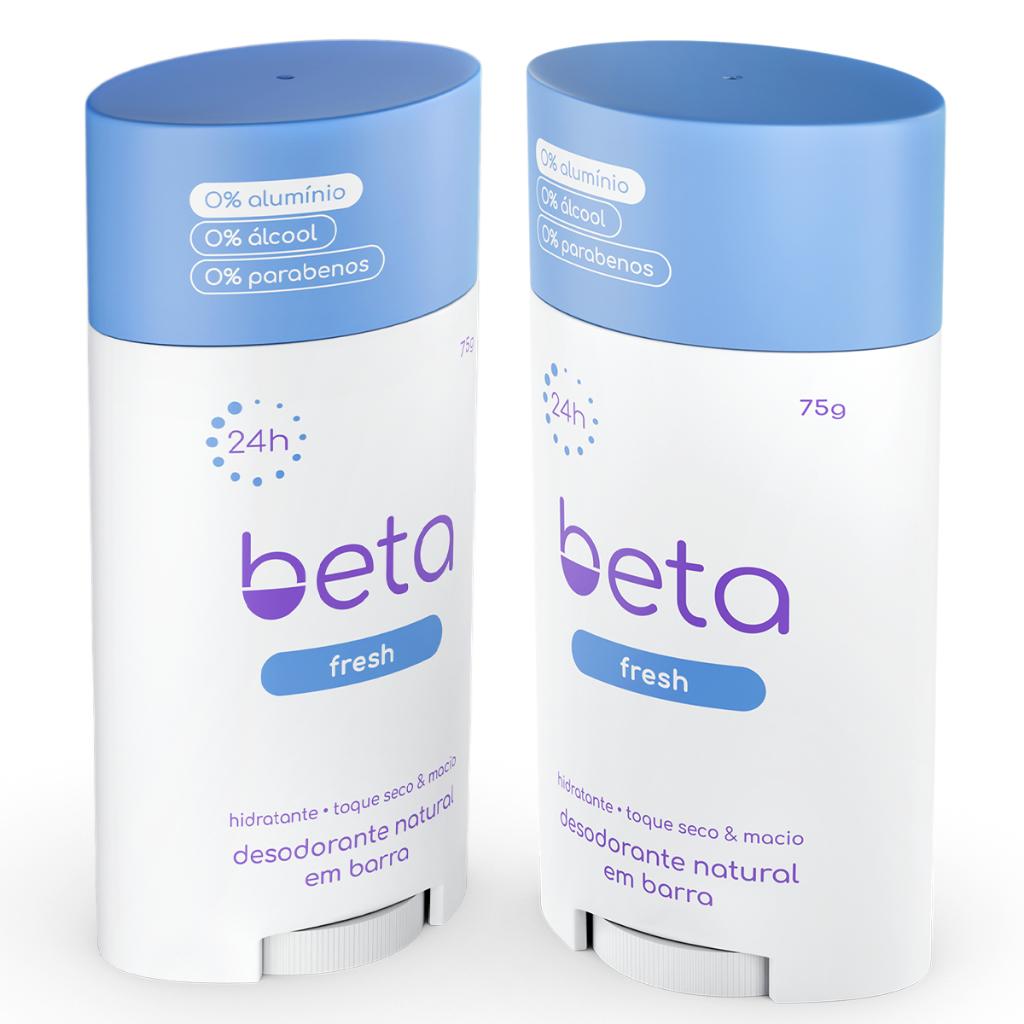 Desodorante Natural Em Barra Beta Fresh 24h Refrescância Natural Sem Alumínio