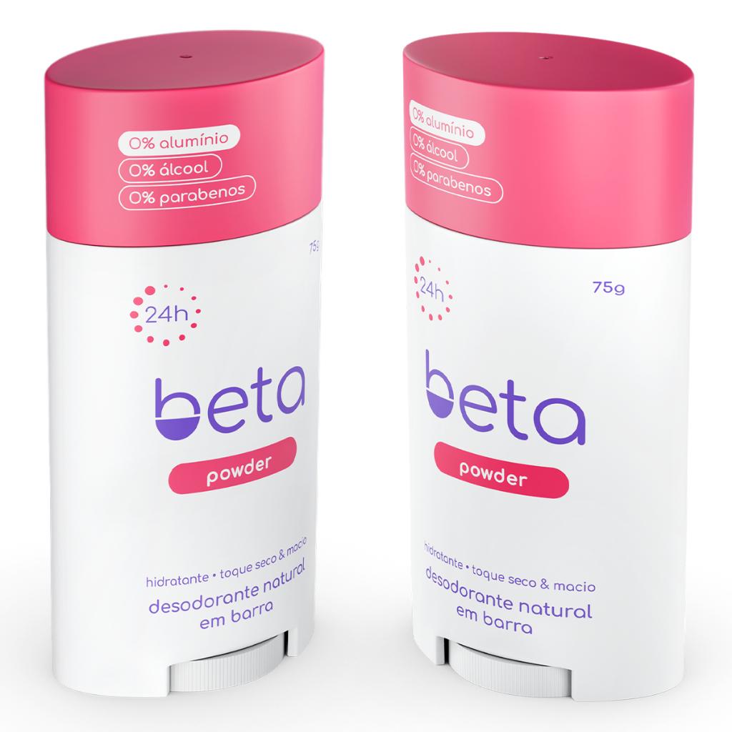 Desodorante Natural Em Barra Beta Powder 24h Suavidade E Toque Seco Natural