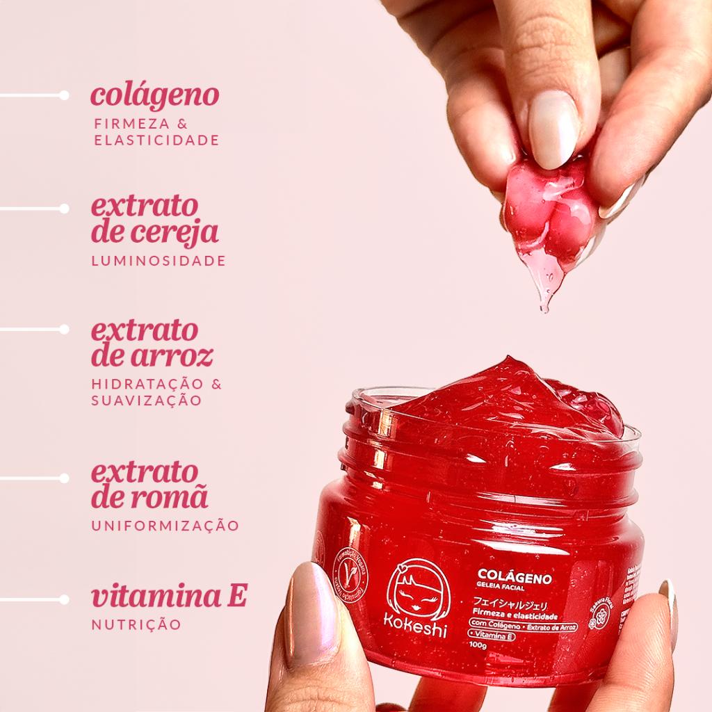 Geleia Hidratante Facial De Colágeno Pele Firme 100g Kokeshi Textura Jelly Cream