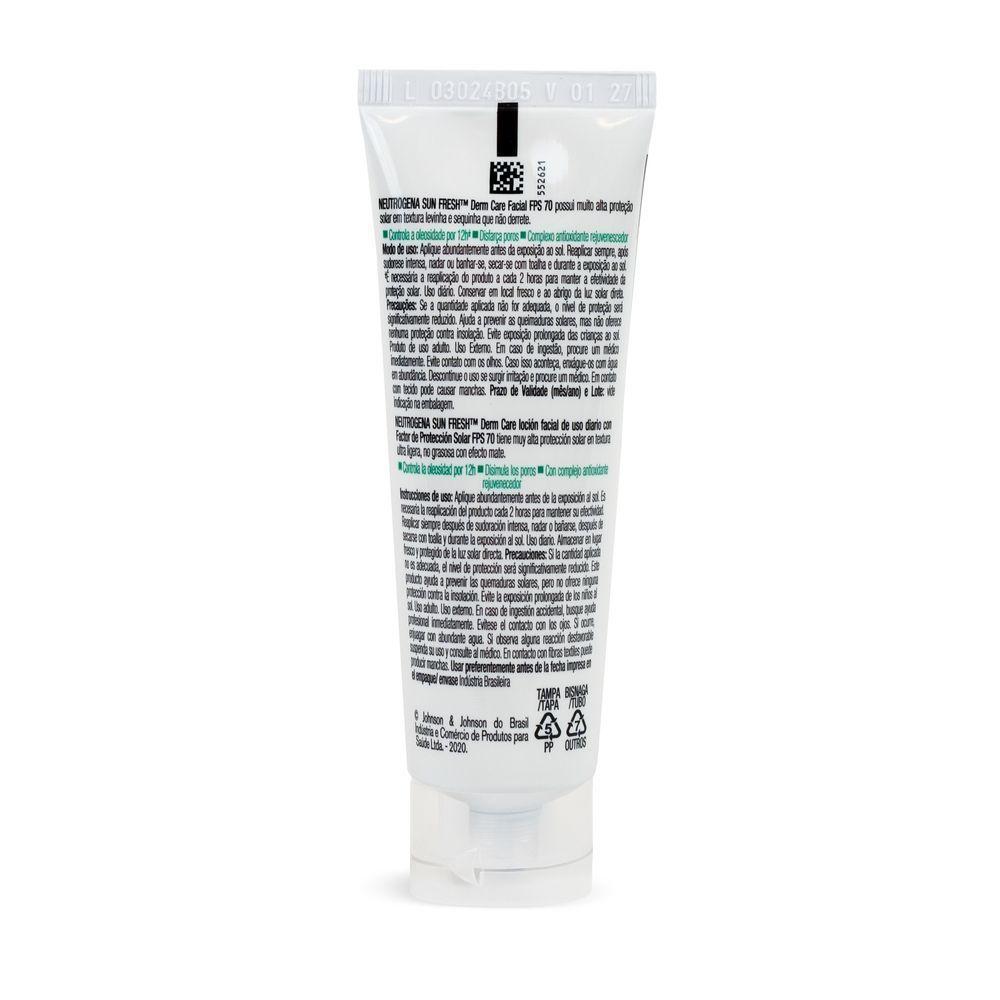 Protetor Solar Facial Pele Oleosa Neutrogena Sun Fresh Derm Care Sem Cor Fps70 40g