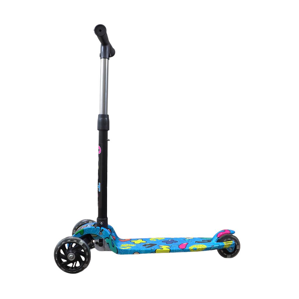Patinete Azul Rodas LED Colorido Até 25kg Ajuste 4 Alturas +3 Anos Dobrável Cert Inmetro Queen Shop