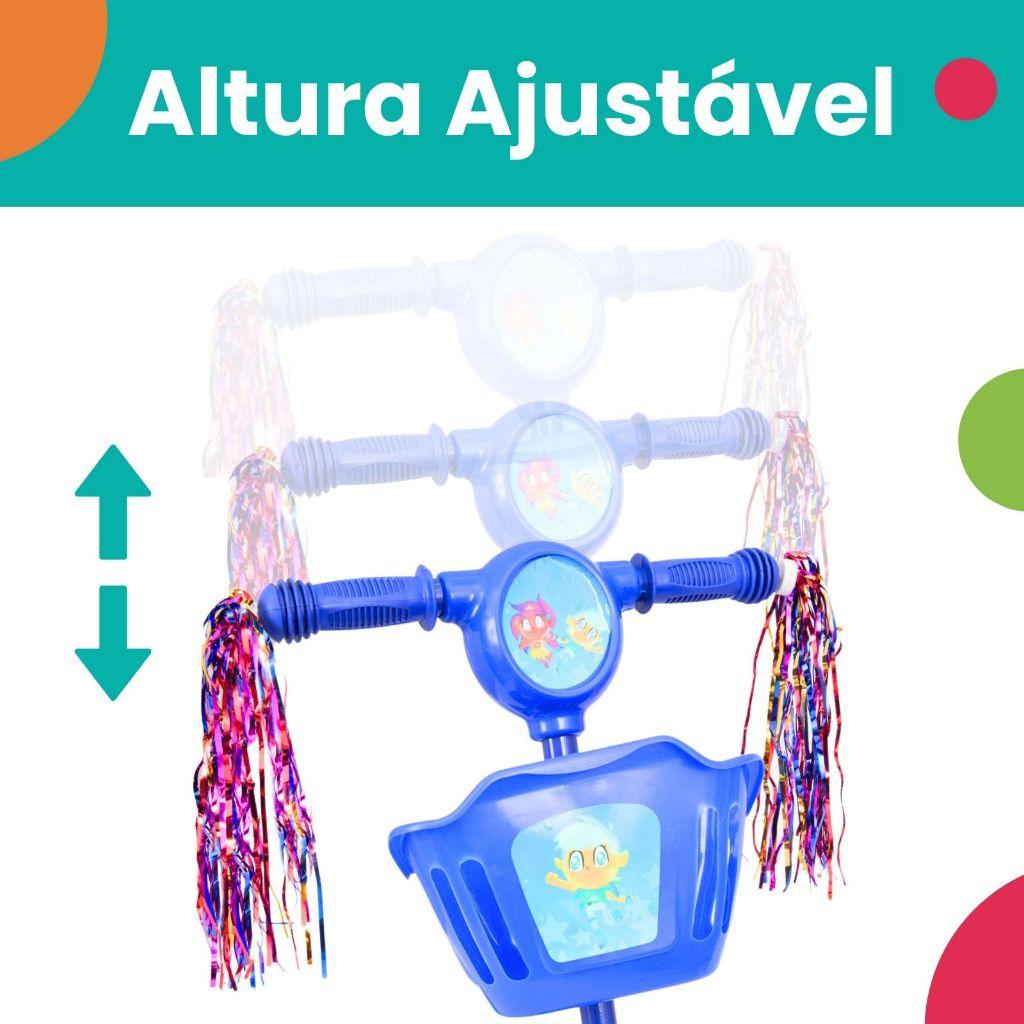 Patinete Infantil 3 Rodas Com LED Som E Cesta Menino Menina