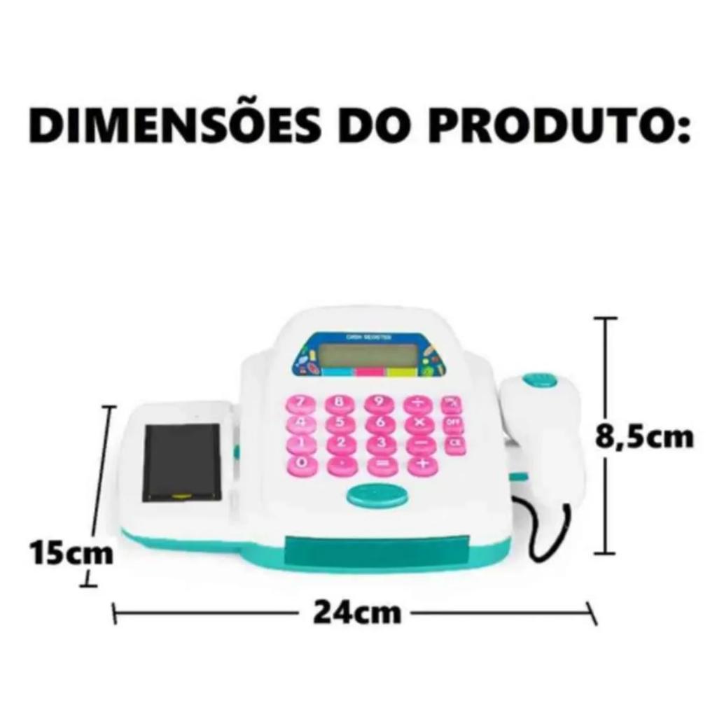 Brinquedo Caixa Registradora Mini Market Mercadinho 31 Peças Com Som E Luz - Homeplay