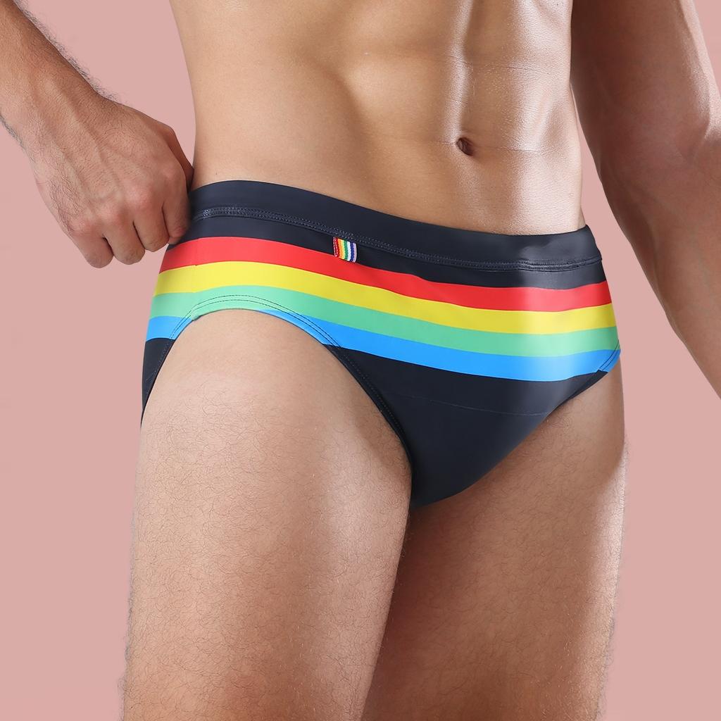 Z D Lingeries Sungas Cuecas Masculinas Cavadas Arco-íris Listra Secagem Rápida Moda Biquíni Udl115