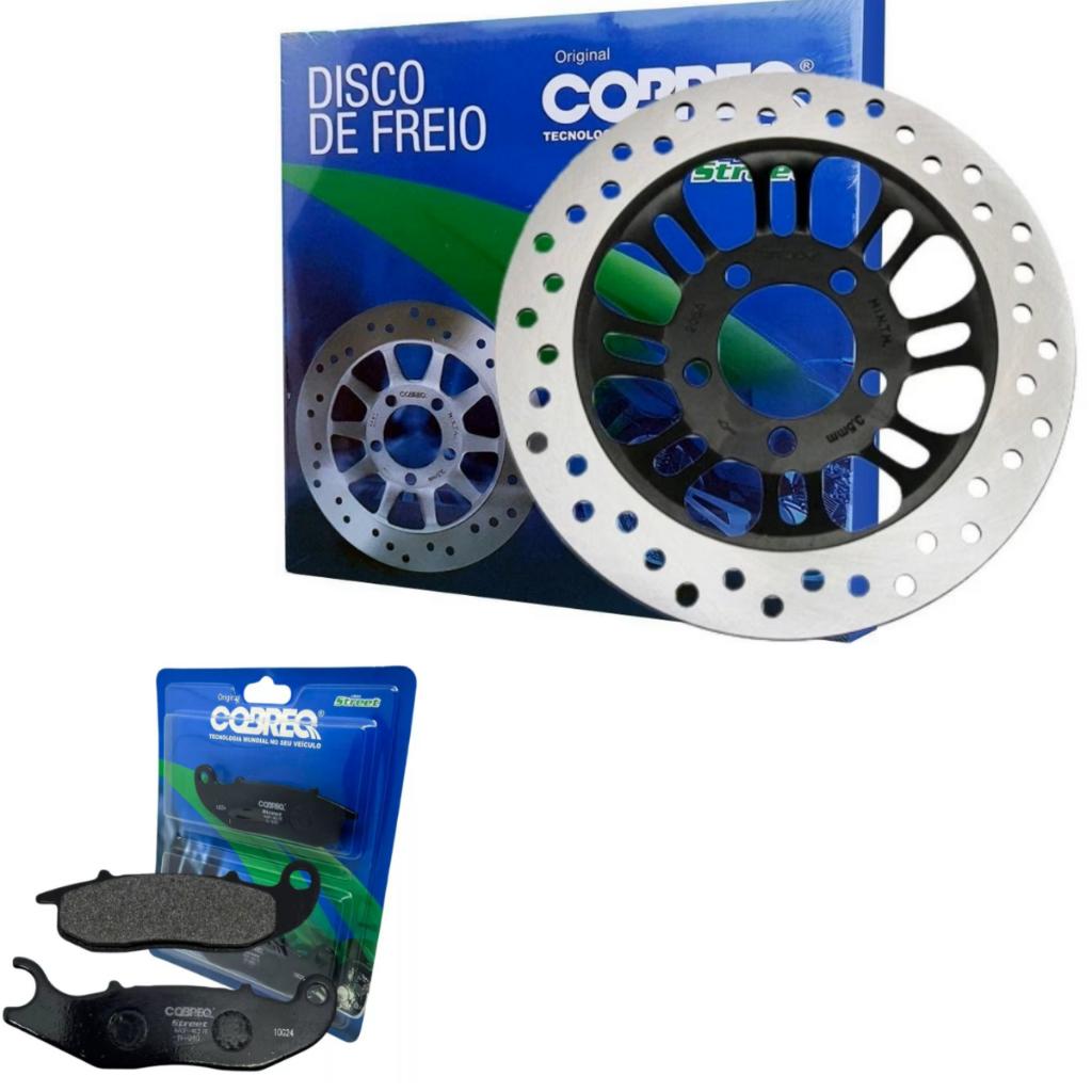 Disco Freio Dianteiro + Pastilha Moto Cg 150 Titan Esd 2009 2010 2011 2012 2013 2014 Completo Cobreq