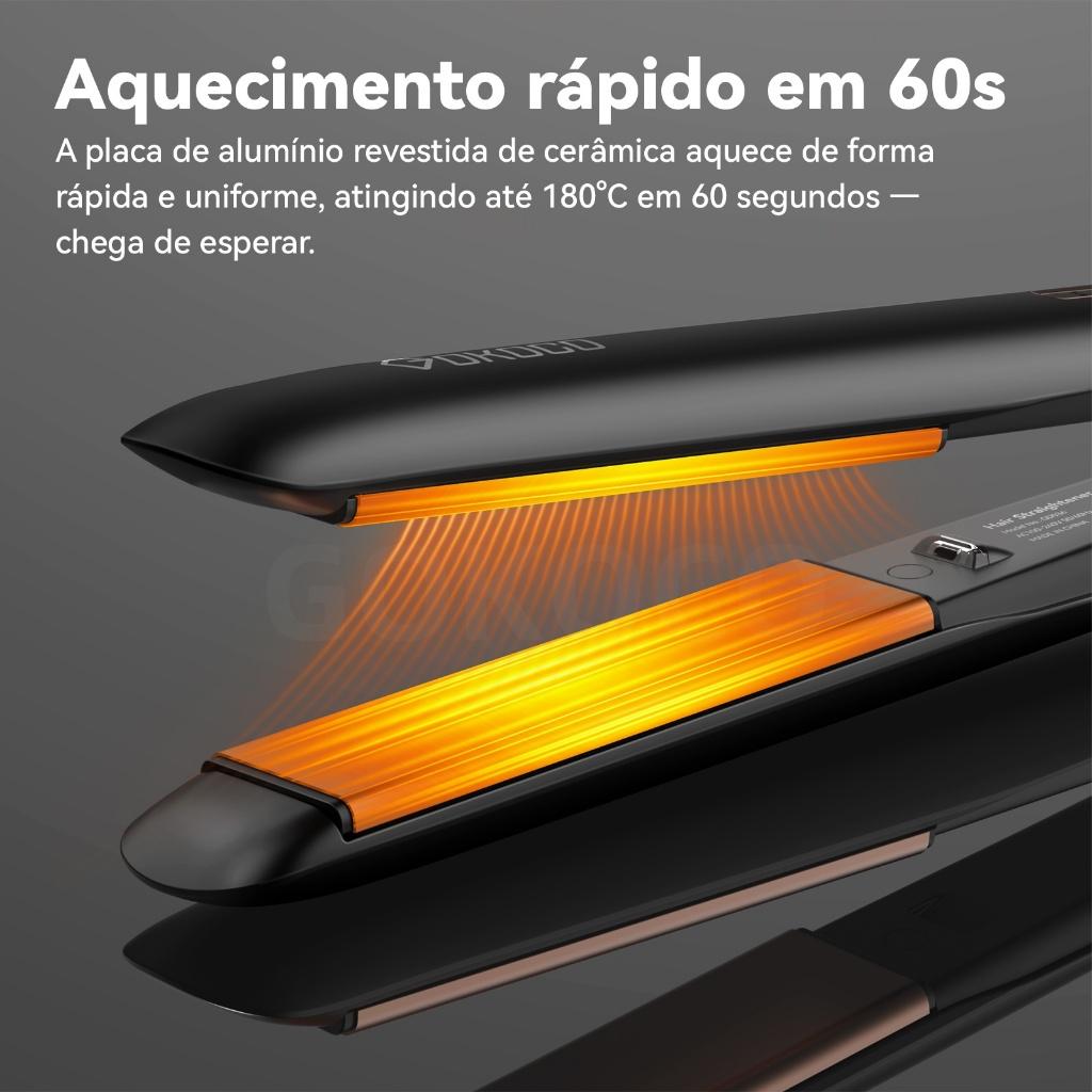 Gokoco Alisador De Cabelo De Lons Negativos Desligamento Automático Aquecimento Rápido Controle De Calor Ntc Liso/cachos