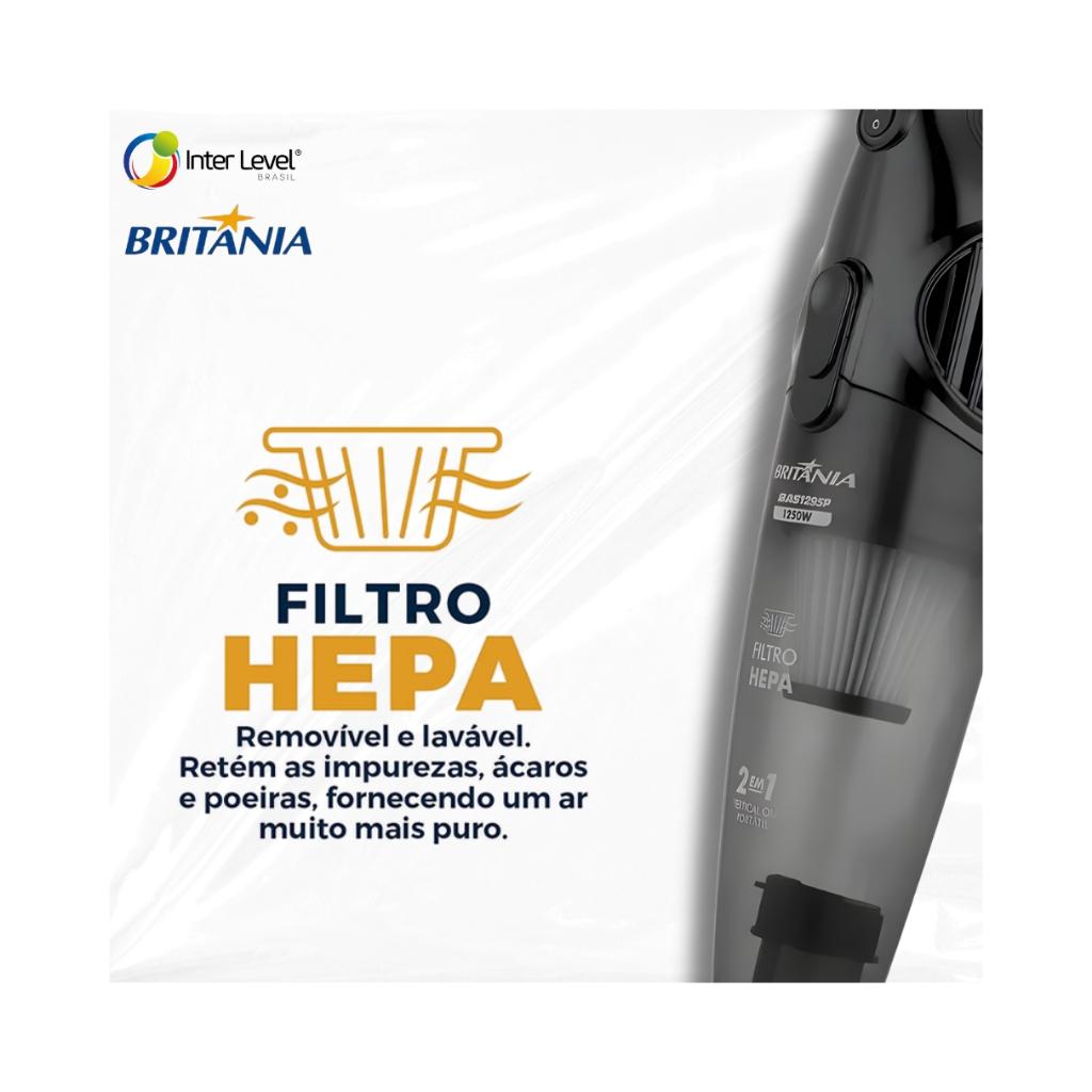 Aspirador De Pó 2 Em 1 Potência De 1250w Modelo Bas1295p Britânia